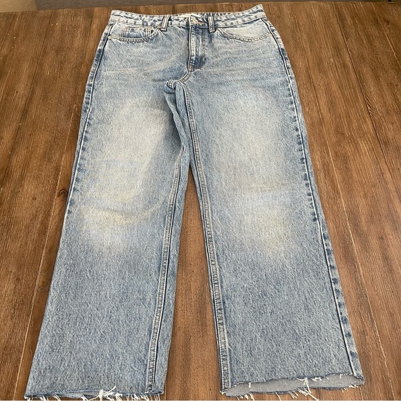 MNG Jeans High Rise Jeans Women’s 6 Ankle Cropped Straight Leg Frayed Light Wash - Picture 8 of 11